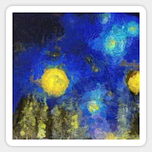 Trees in starry sky Van Gogh Monet Cézanne Sticker